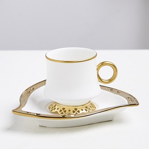 Latest design fancy decorative new bone China Arabic coffee cups unique tea cup saucer