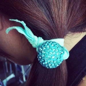 latest design very beautiful elastic hair ties elastic crystal ball hair tie jewelry