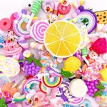 LDD99 Resin Flatback Charms, Slime Charms And Containers Mixed Candy Cake Sweets Resin Cabochons For DIY Crafts