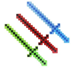 LED plastic  flashing wave mosaics pixel sword  LED Light Up Pixel 8-Bit Sword toys  for Kids LED Light Up Pixel Sword