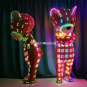 Led teddy bear suit for advertisement colorful teddy bear mascot costume customize led show suit