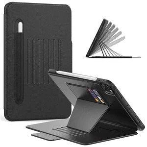 Lightweight PU Leather Trifold Stand Smart Tablet case Flip Cover with pencil holder Card slot Magnet 9.7 10.2 12.9inch for iPad