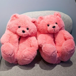 lovely plush teddy bear slippers animals cheap custom bedroom cute animal teddy bear slippers