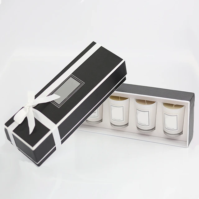 Luxury custom logo rectangle set candle packaging gift boxes with paper inserts