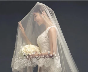 Luxury New 2m Floor Length Lace Wedding Veils Bridal Veil