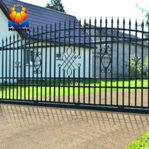 Made In China Design Galvanized Steel Security Fences Gates Home Yard Big Cast Wrought Iron Metal Fence Entrance Gate