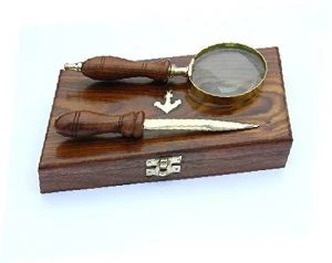 Magnifying Glass with letter Opener Gift Set-Wooden Box