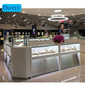Mall Kiosk Glass Jewelry Showcase Furniture Custom Jewellery Kiosk Counter Display Jewellery Show Case with LED Light