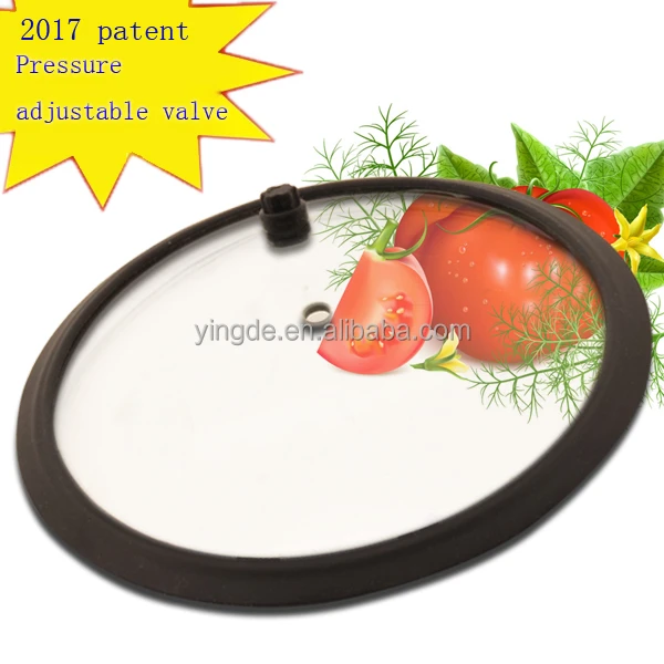 Microwave cookware replacement dome glass vented lid silicone rim glass lids for frying pans