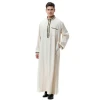 Middle East Al Noor Thobe Robe Islamic Clothes Stand Collar Jubbah Mens Thobe Embroidery  Muslim Dress Men Thobes