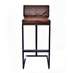 Modern Industrial Retro Commercial Metal Frame Goat Leather Bar Chair Vintage Industrial Upholstery Counter Tall Bar Chair