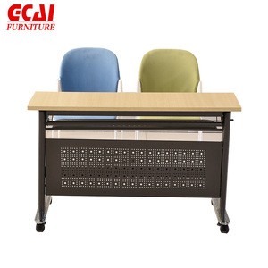Modern office wooden folding table with wheel