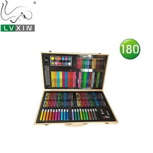 Most Popular 180-Piece Luxurious Wooden Drawing Kids Stationery Set
