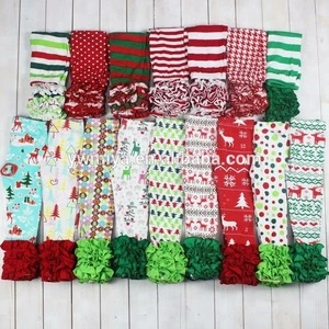 MY-183 New fashion boutique Christmas icing ruffle pants girls cute casual wear wholesale comfortable cotton icing leggings