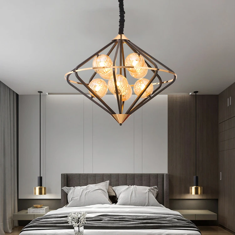 NEKE High power Luxury design iron fancy light customized indoor living room hotel crystal led hanging pendant light