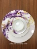 New Arrival pattern design dinner set Purple color decal bone china tableware for hotel use