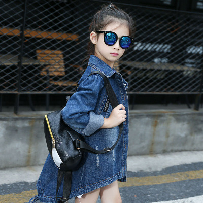 New arrival toddler girls MD-long denim jacket spring autumn new designs baby girls jeans coat clothing