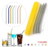 New Bar Accessories 3 pieces reusable straight curve straw with brush  glass straw for sale