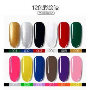 New Design 12 Colors Diy Plastic Painted Glue 8ml Can Draw Flower Painting Glue Nail Art Paint