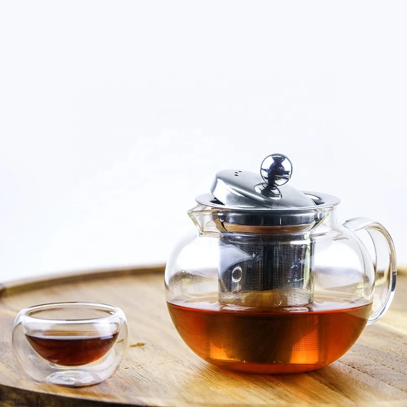 new design 400/600/800/1000/1300ML pyrex glass teapot with infuser
