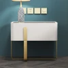 New design bedroom apartment furniture high gloss surface metal legs white modern  wooden bedside table nightstand with drawer