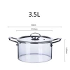 new design borosilicate clear glass cooking pot Glass soup pot cookware set with stainless steel handles