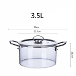 new design borosilicate clear glass cooking pot Glass soup pot cookware set with stainless steel handles
