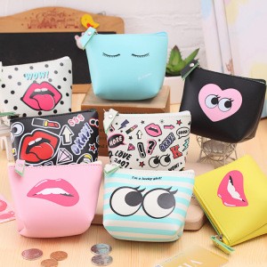 New design girls small coin purse fashion cartoon waterproof coin key case pu leather money storage bag wholesale wallet bag