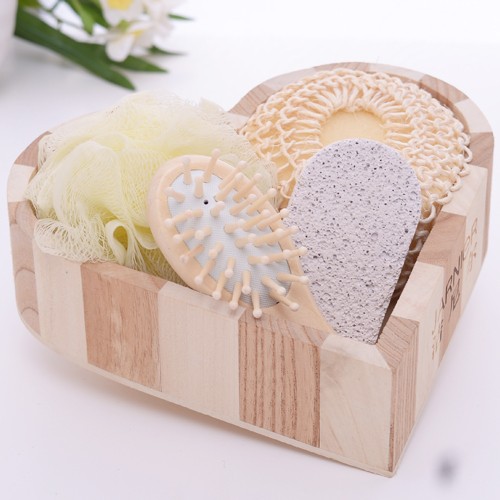 New Design Heart Shape Skin Care  Bath And Body Gloves And Home Brush Gift Set
