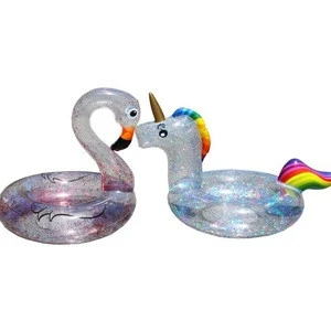 New Design Transparent Unicorn Swim Ring Adult PVC  Flamingo Swimming Float Ring