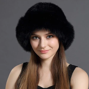 New design winter hat mink fur knitting women hat fox fur hat