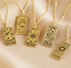 New Fashion 18k gold plated engraved different pattern tarot card women jewelry necklace