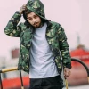 New Fashion Camouflage Reversible Jacket Mens Winter Down Jackets Hidden Zip Front Closure Jackette For Men