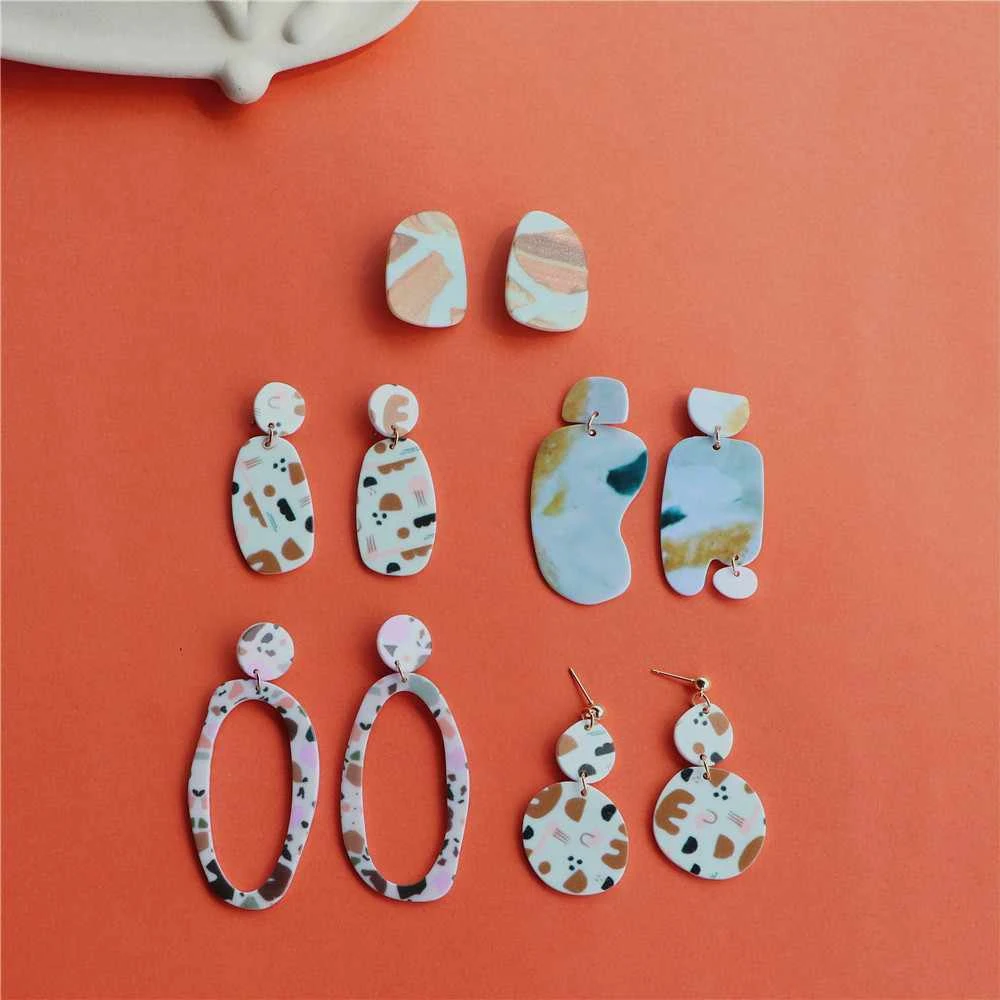 New Fashion Sweet Irregular Acrylic Stud Earrings Designs Polymer Clay Earrings