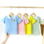 New for summer Kids Clothing Wholesale Kids Polo Shirt Girls Lapel T-Shirt Solid Color Girls Polo & T Shirt