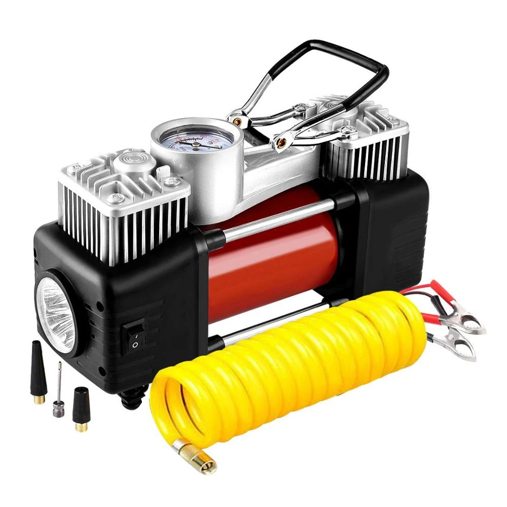 New item Fastest Double Cylinder Heavy Duty Portable Car Air Compressor Professional High Power Tire Inflators With LED Light