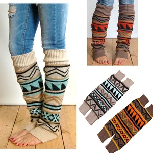 new knit Leg Warmers tribal print boot socks legwarmers over the knee leg warmers