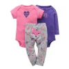 Newborn Boy Girl 3 Pack kids wear clothes Bodysuit Jumpsuit Pant Clothes Romper Baby Clothing Sets