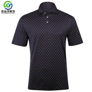 OEM custom 90 % polyester 10% spandex lightweight pattern sublimated polo shirts for men