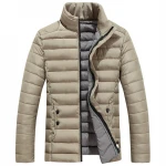 OEM/ODM Custom logo Winter Mens Stand Collar Solid Color Thicken Leisure Down Cotton Coat High Parka WinterJacket Padding jacket