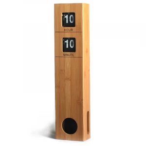 OEM/ODM New Factory Price Quartz Movement Homes Business Gift Pendulum Bamboo Metal Plastic Wooden Wood Flip Table Desk Clock