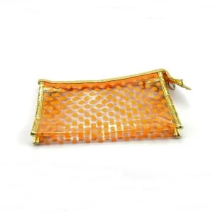 Orange Dot Printing Waterproof PVC Square Toiletry Bags Cosmetic Storage Bag