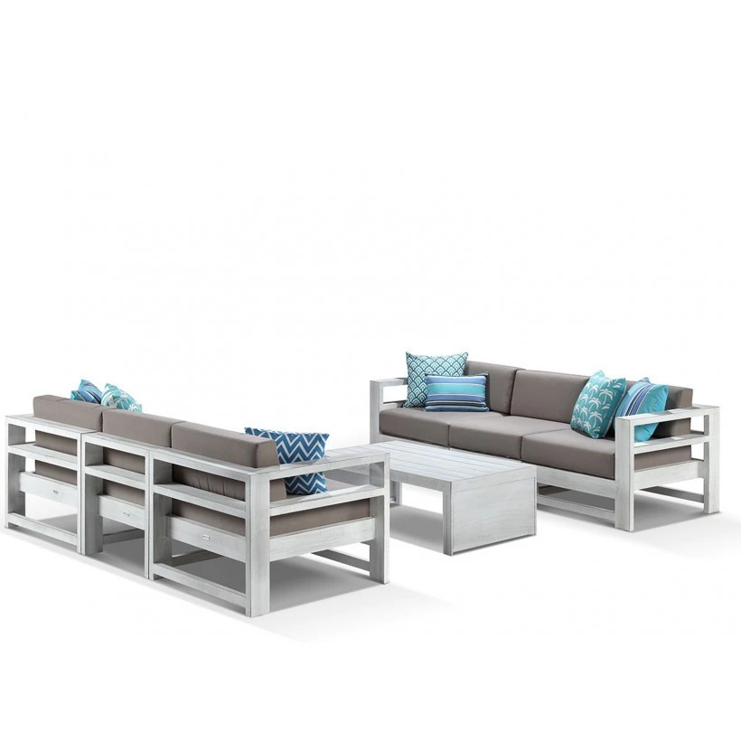 Outdoor Furniture patio/Garden brushed Aluminum Sofa with Plastic Wood Coffee Table outdoor Furniture