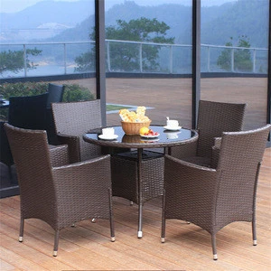 Outdoor furniture rattan wicker garden coffee table modern patio salon bar promotion table table and chairs for dining room