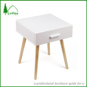 Pine legs white square wood coffee table