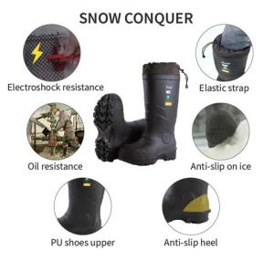 PINNIP 2024 Winter Natural Gas Work Boots PU Resistant To Electric Shock Cold And Warm Mens Safety Boots