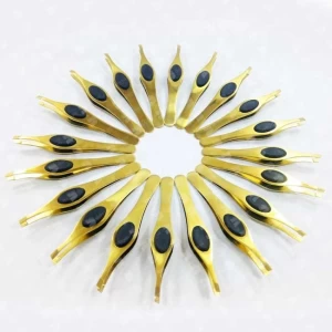 Plasma Gold Eyebrow Tweezer Rubber grip slanted eyebrow tweezers with private logo