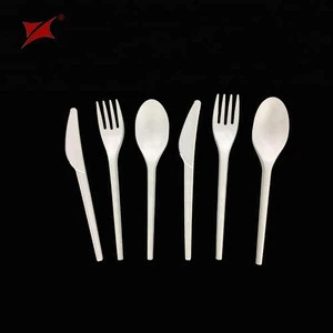 Plastic Disposable PLA Fork / Knife / Spoon / Flatware Set 100% Biodegradable