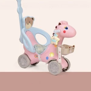 Plastic rocking horse ride on animal toys two use plastic tricycle for sale