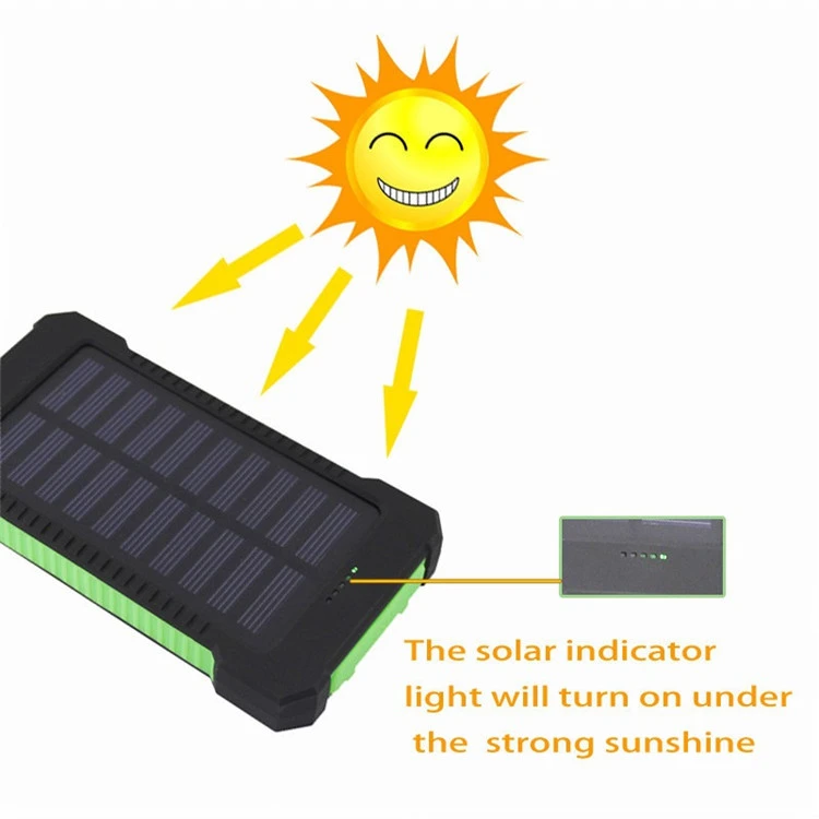 Portable Solar Power Bank 10000mah Waterproof External Backup Battery Phone Battery Charger LED Mobile Power Dual USB